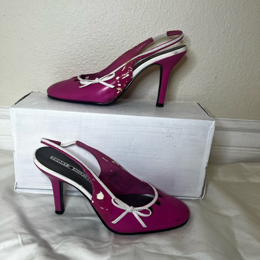 Hot pink heals Tommy Hilfiger cute very old and vintage - Picture 2 of 3